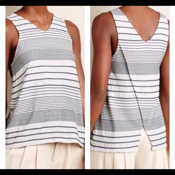 Deletta stacked stripe open back slit tank top S - Picture 1 of 5